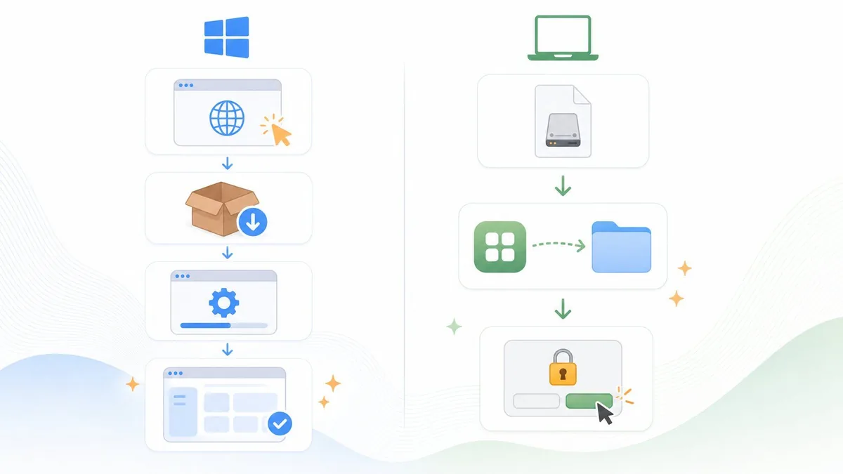 Codex 在 Windows 和 macOS 上的安装流程示意图