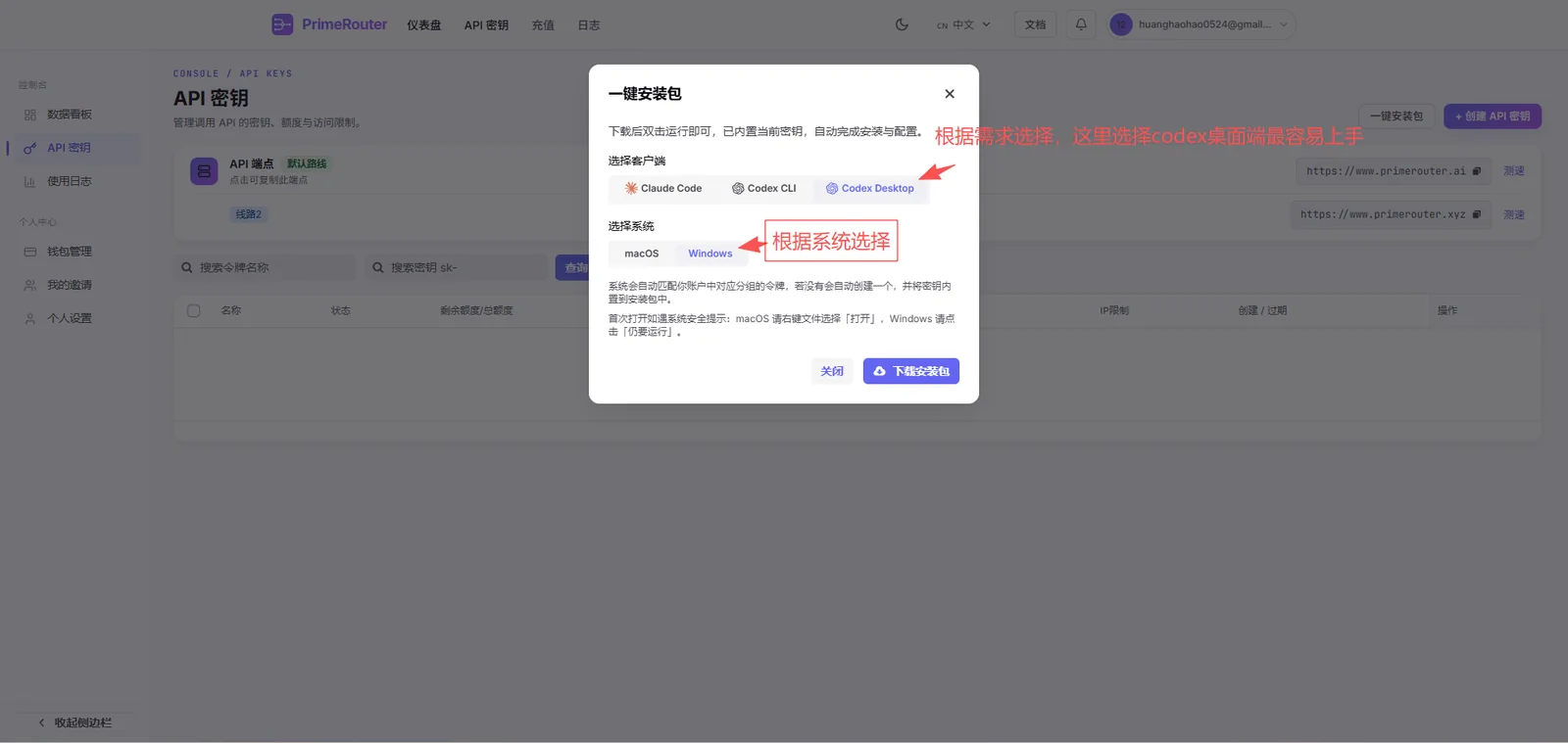 选择 Codex Desktop 与 Windows